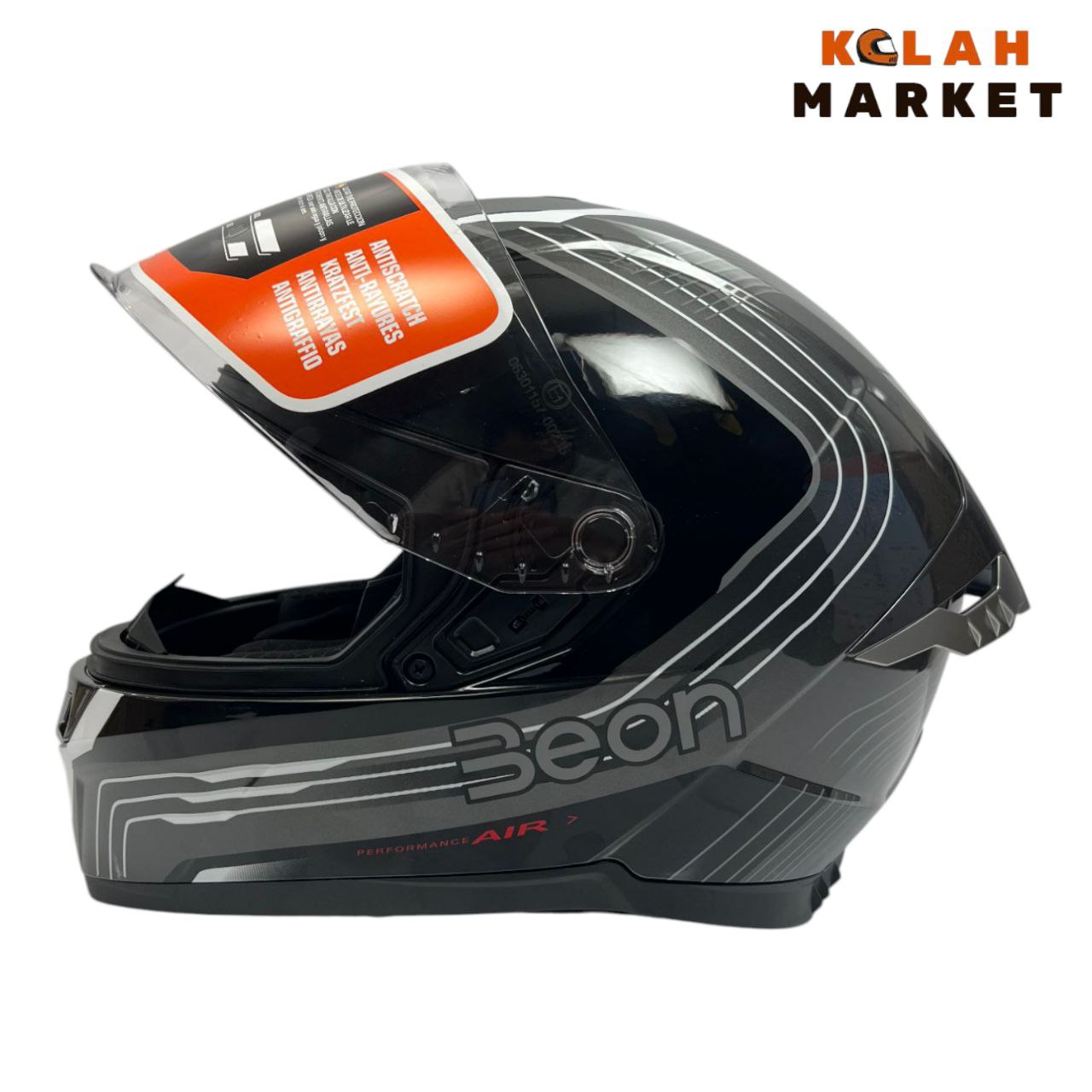 کلاه کاسکت فک ثابت بیون Beon کد 507 مشکی طوسی - Image 2