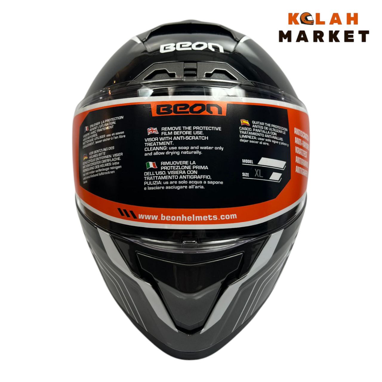 کلاه کاسکت فک ثابت بیون Beon کد 507 مشکی طوسی - Image 5