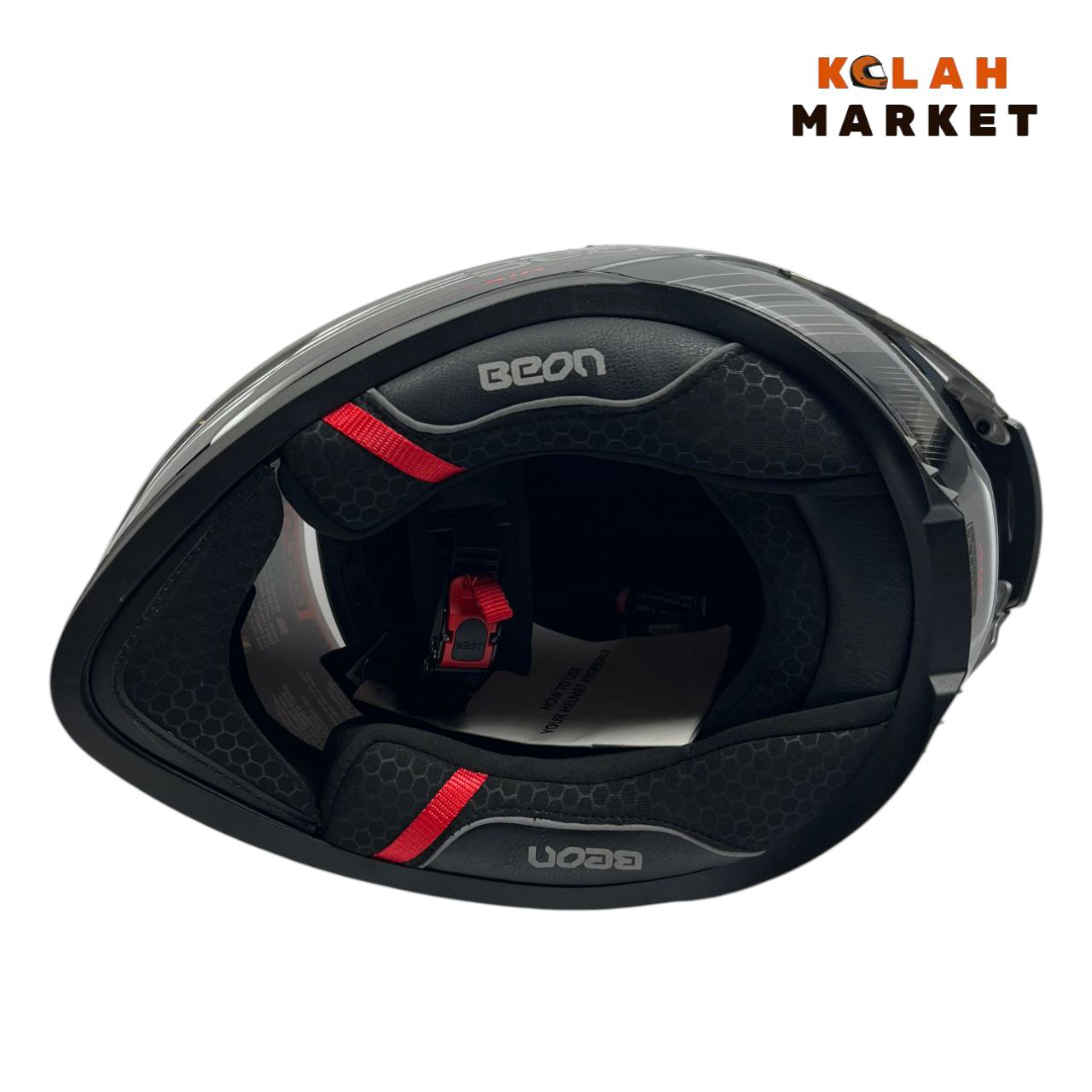 کلاه کاسکت فک ثابت بیون Beon کد 507 مشکی طوسی - Image 6