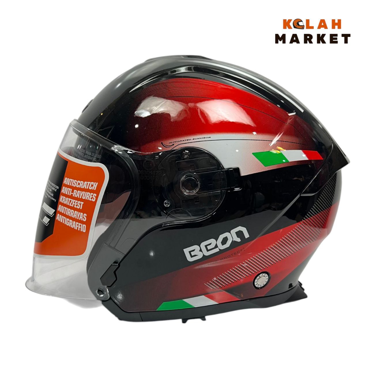کلاه کاسکت بدون فک بیون beon مشکی قرمز - Image 5