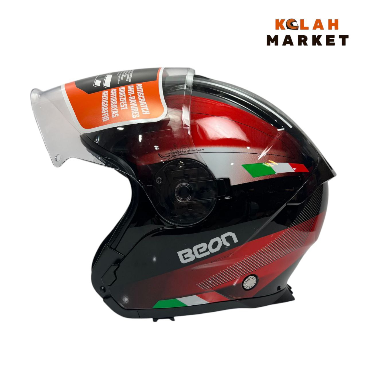 کلاه کاسکت بدون فک بیون beon مشکی قرمز - Image 6
