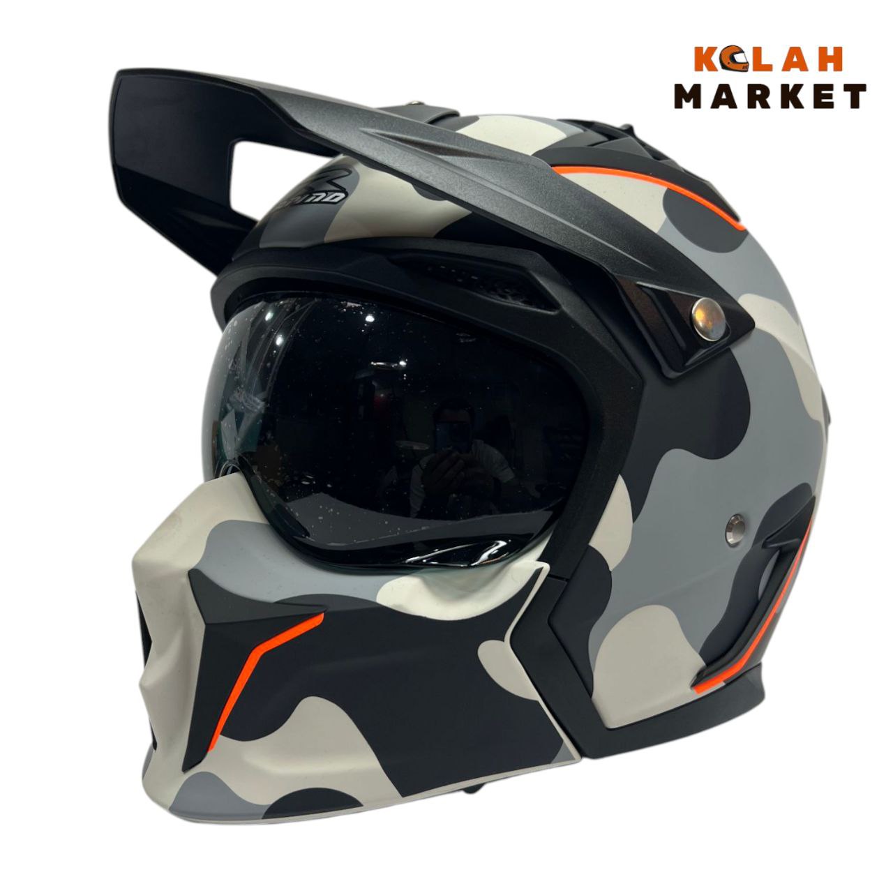 کلاه کاسکت فک جدا شو راپیدو RAPIDO کد 890 طوسی چیریکی - Image 4