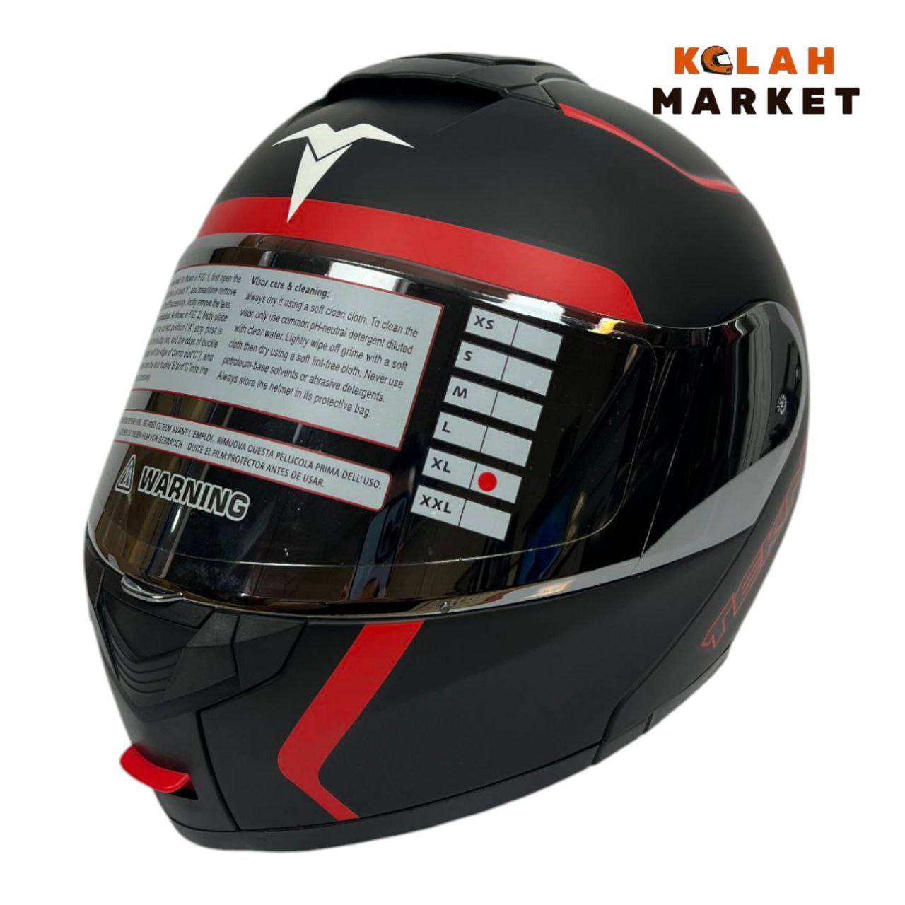 کلاه کاسکت فک متحرک تکنو Tekno مشکی قرمز - Image 8