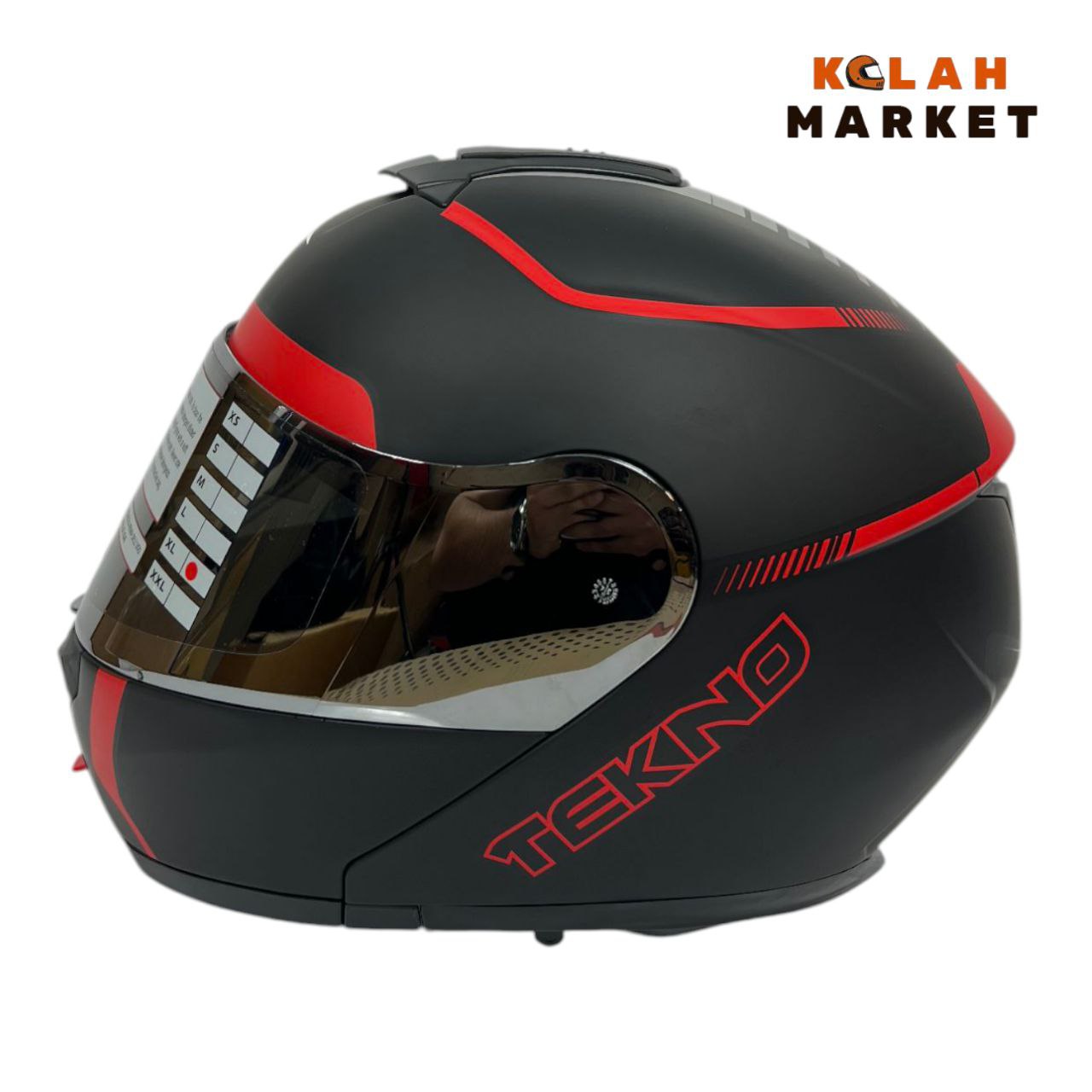 کلاه کاسکت فک متحرک تکنو Tekno مشکی قرمز