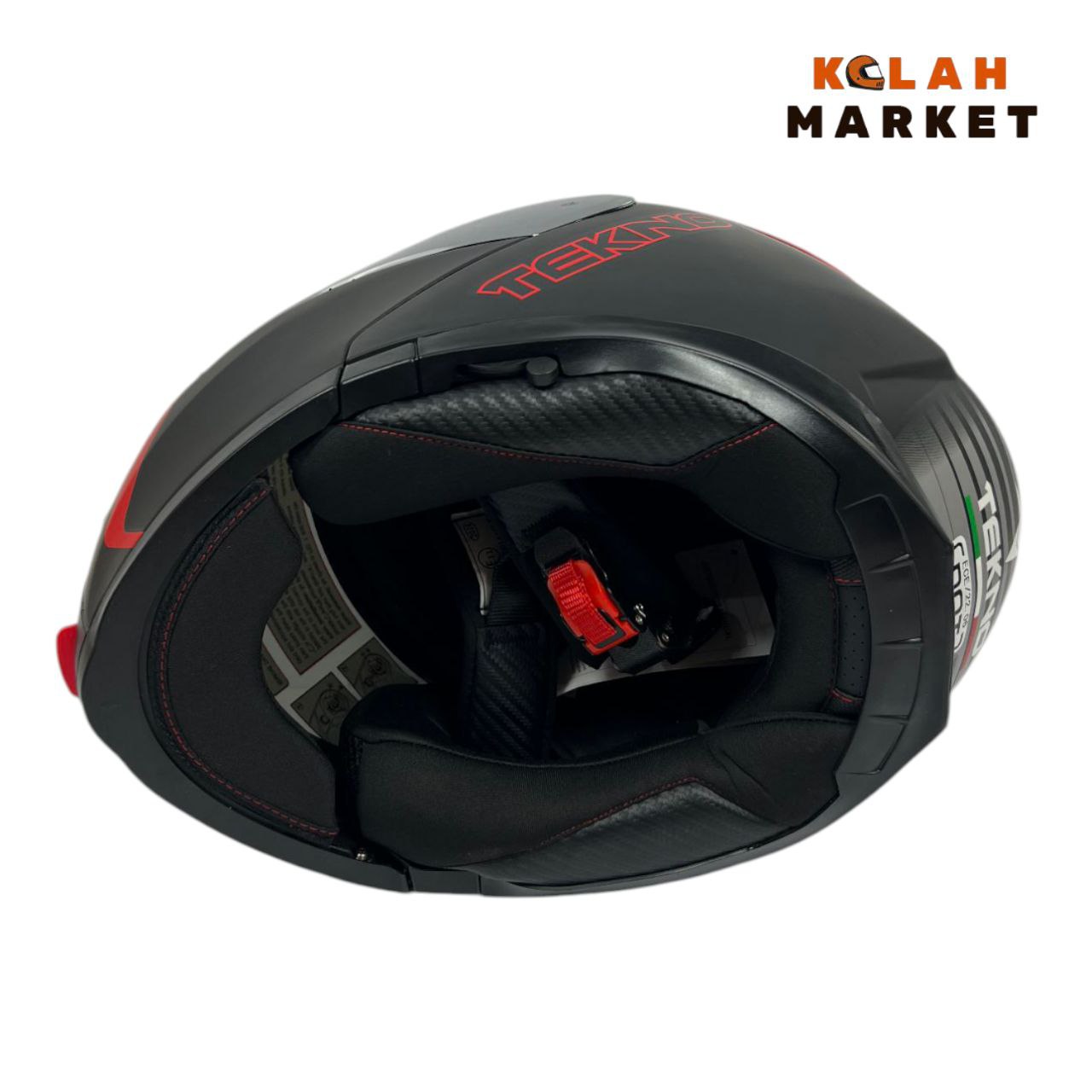 کلاه کاسکت فک متحرک تکنو Tekno مشکی قرمز - Image 5
