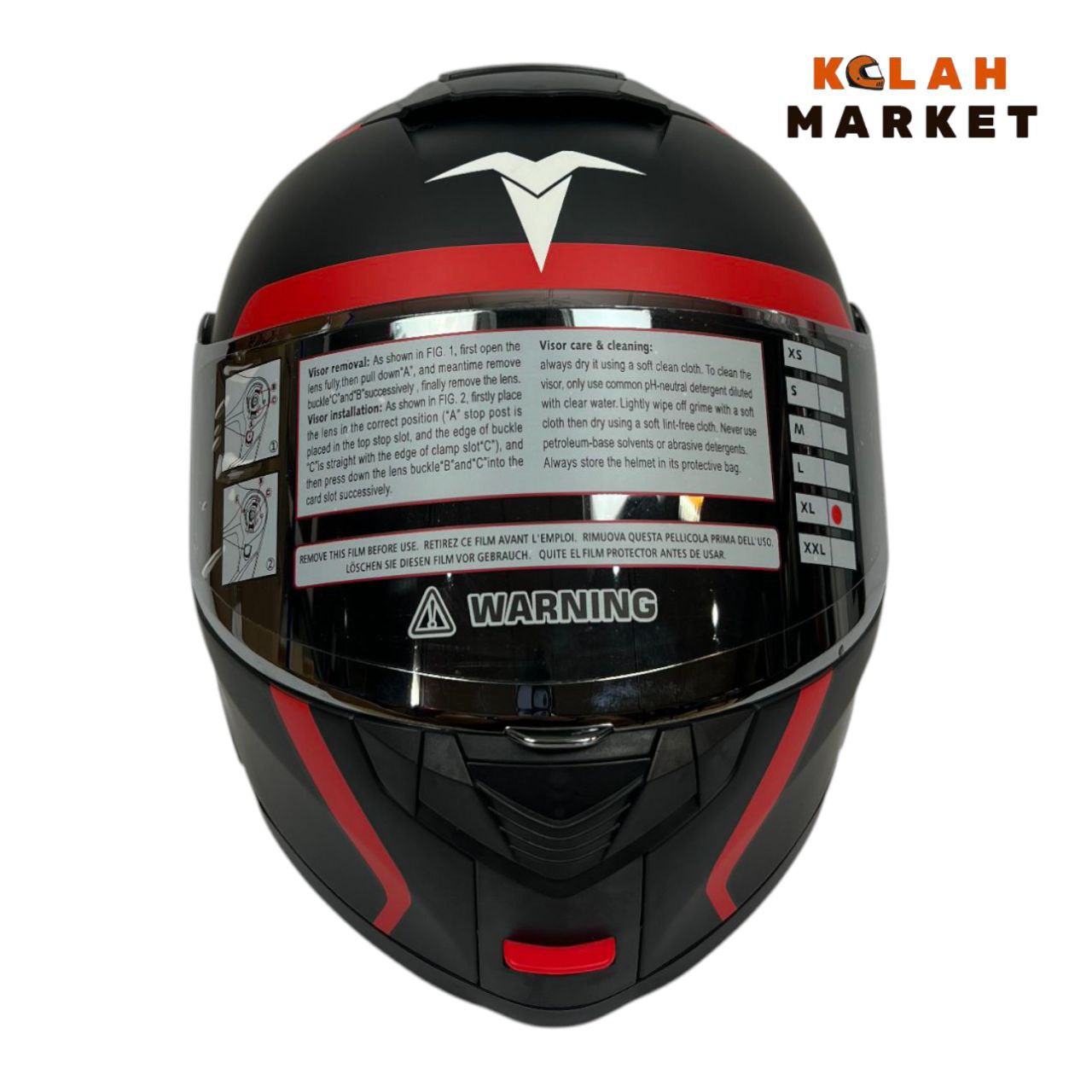 کلاه کاسکت فک متحرک تکنو Tekno مشکی قرمز - Image 6