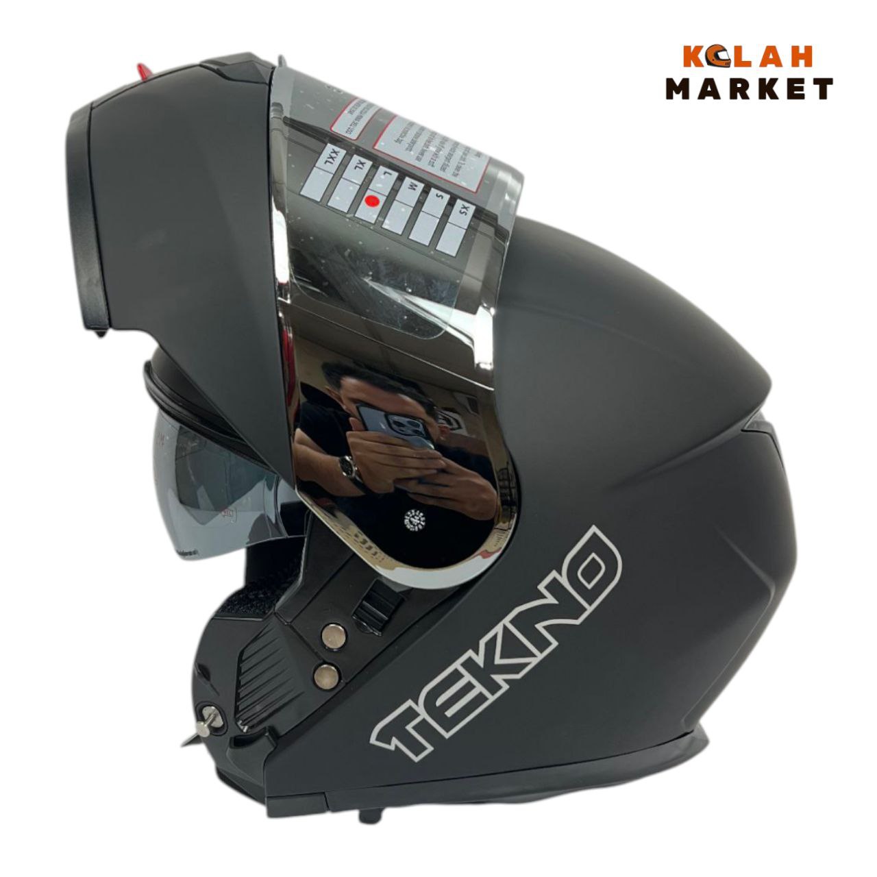 کلاه کاسکت فک متحرک تکنو Tekno مشکی مات - Image 8