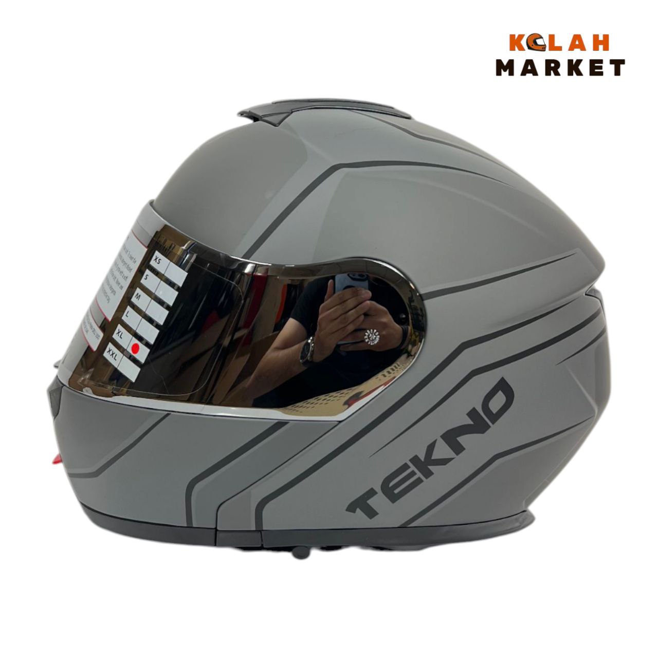 کلاه کاسکت فک متحرک تکنو Tekno طوسی