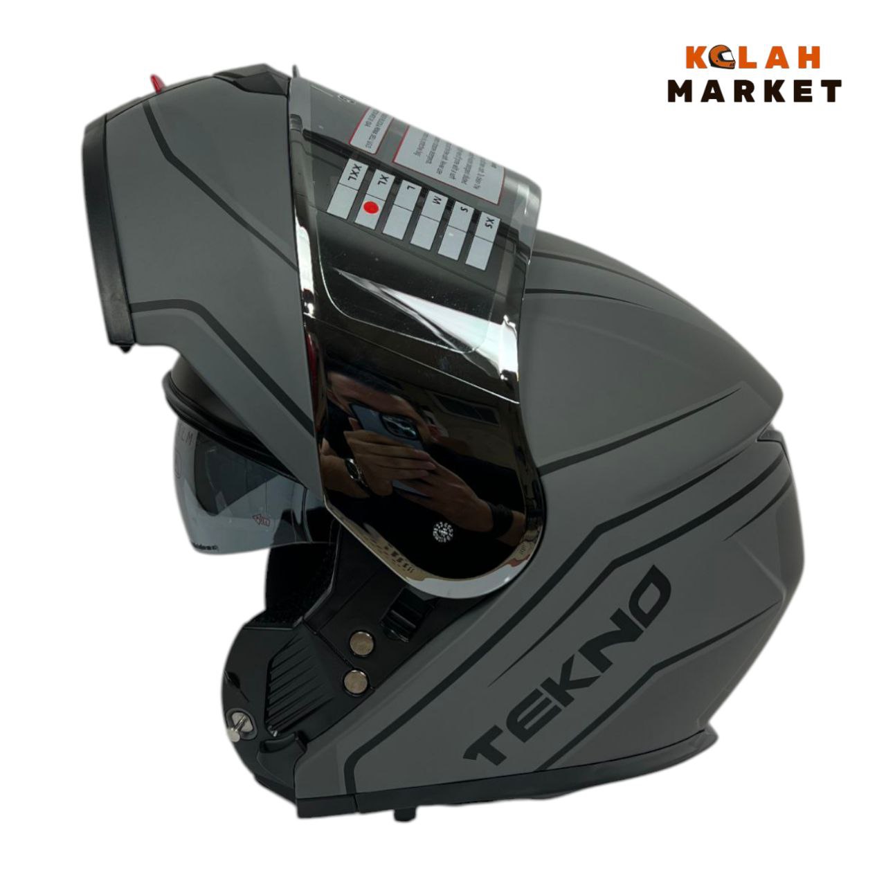 کلاه کاسکت فک متحرک تکنو Tekno طوسی - Image 4