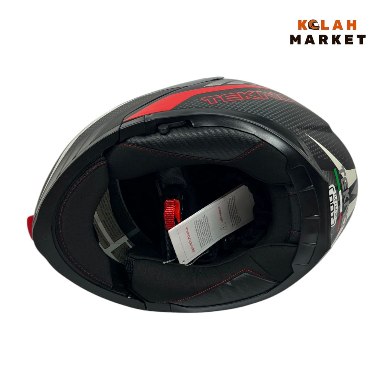 کلاه کاسکت فک متحرک تکنو Tekno مشکی سفید قرمز - Image 2