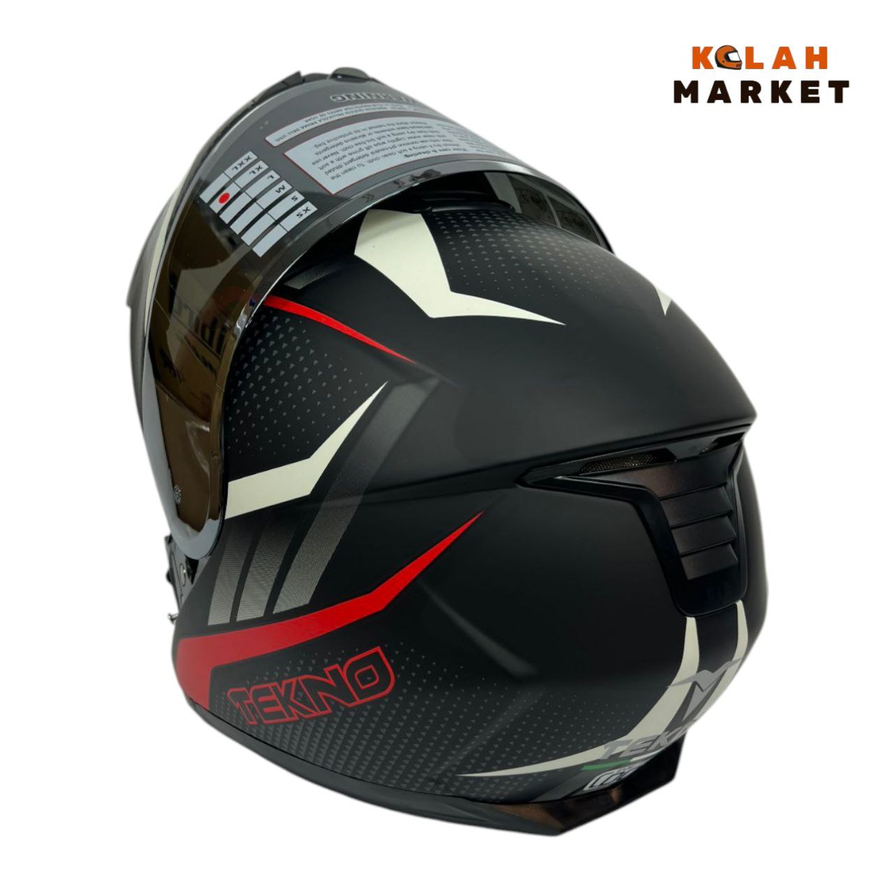 کلاه کاسکت فک متحرک تکنو Tekno مشکی سفید قرمز - Image 8