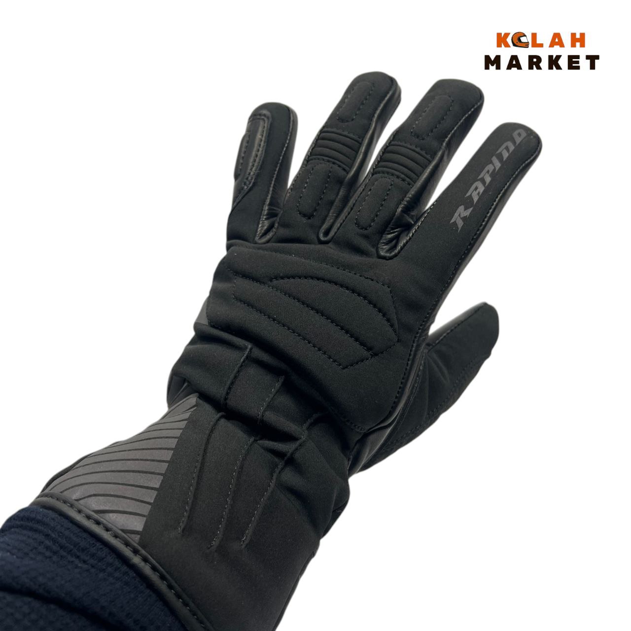 تصویر قیمت و خریددستکش زمستانی موتور سواری راپیدو rapido مشکی ریسی - کلاه مارکت 