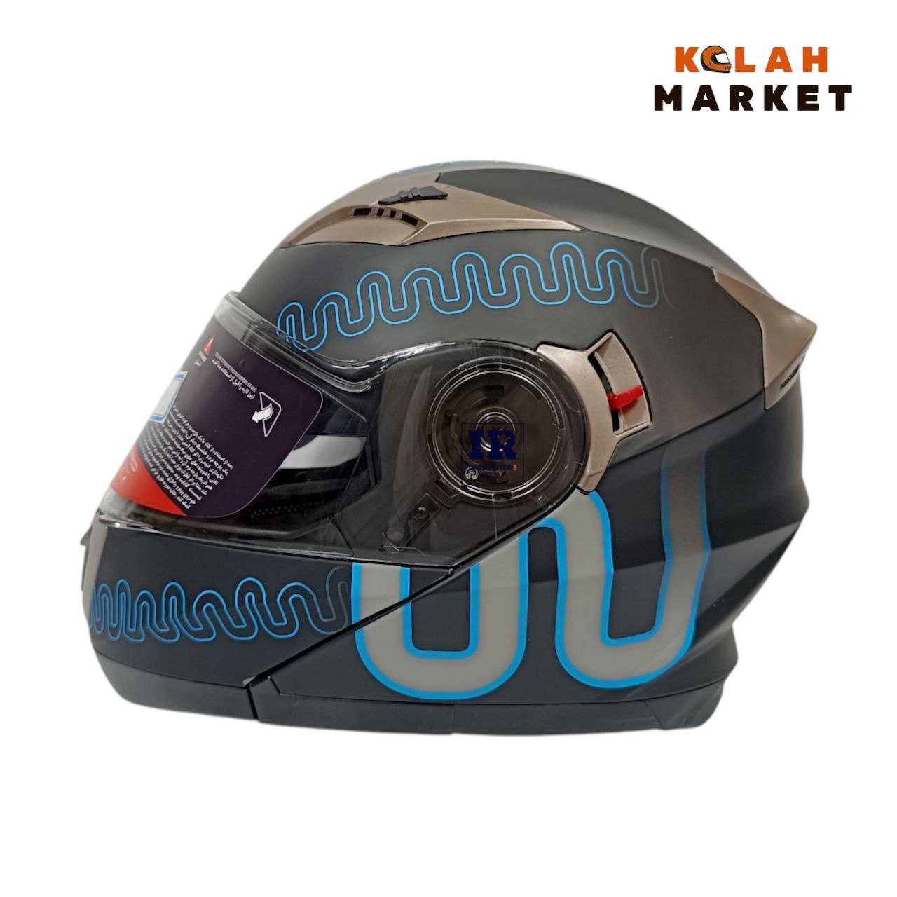 کلاه کاسکت فک متحرک دبلیو استاندارد wstandard کد F02 مشکی آبی مات