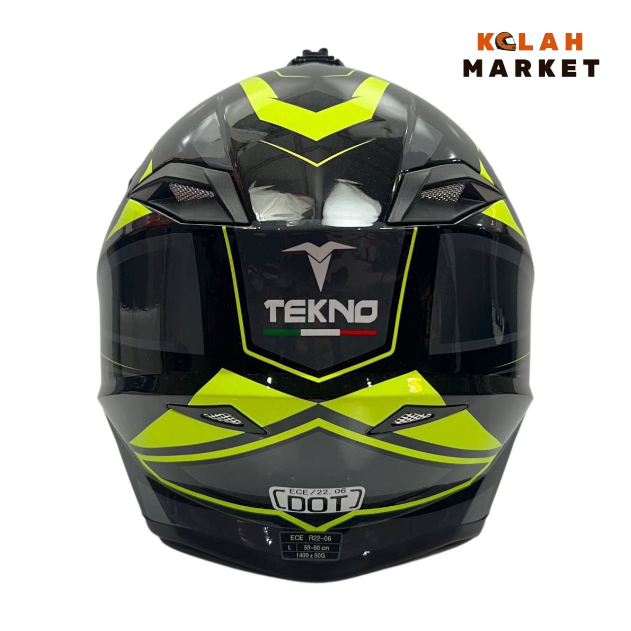 کلاه کاسکت کراسی Tekno تکنو مشکی فسفری براق - Image 3
