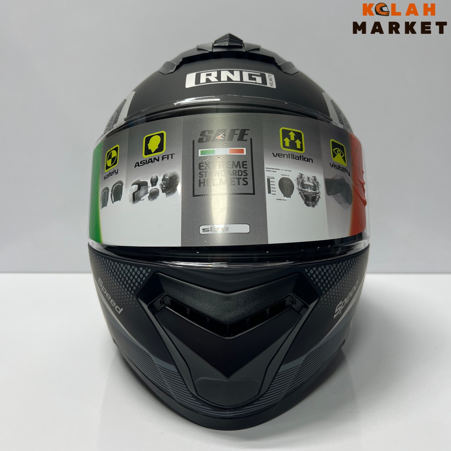 کلاه کاسکت فک متحرک Rng آر ان جی - مشکی طوسی - Image 6