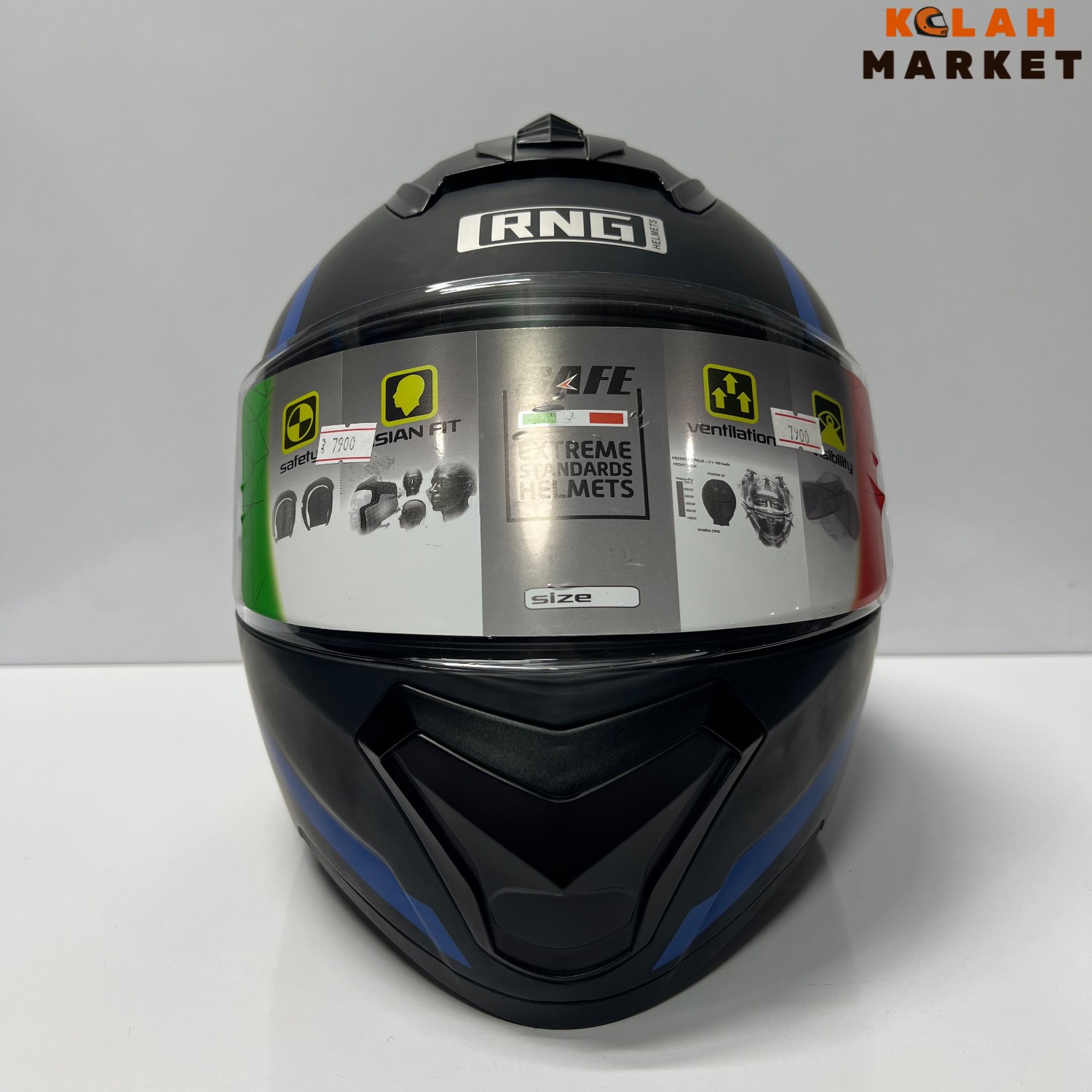 کلاه کاسکت فک متحرک Rng آر ان جی - مشکی آبی - Image 6